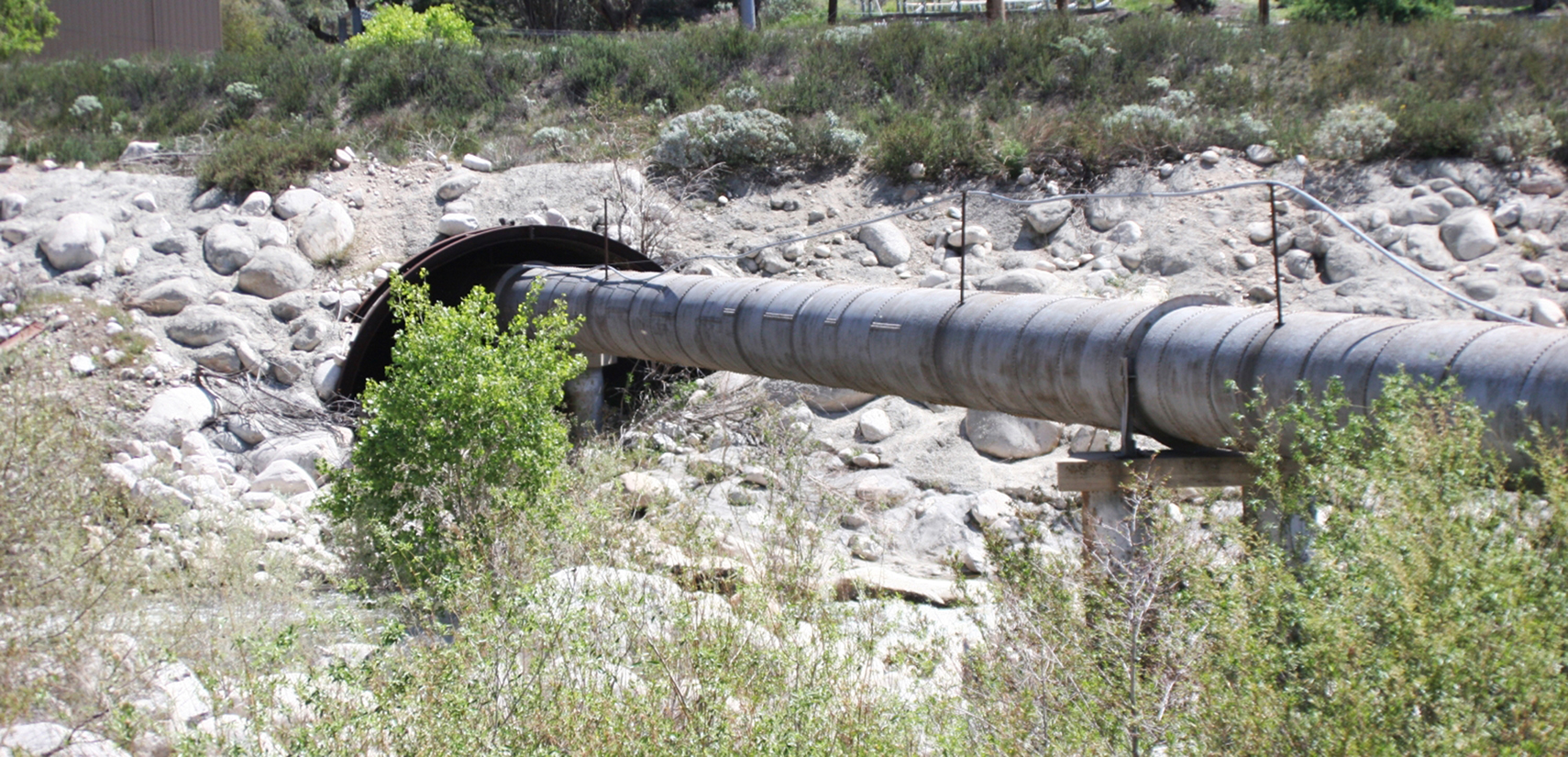 Pipeline crossing over a small stream